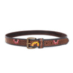 Vintage Rustic Floral Tooled Western Leather Belt