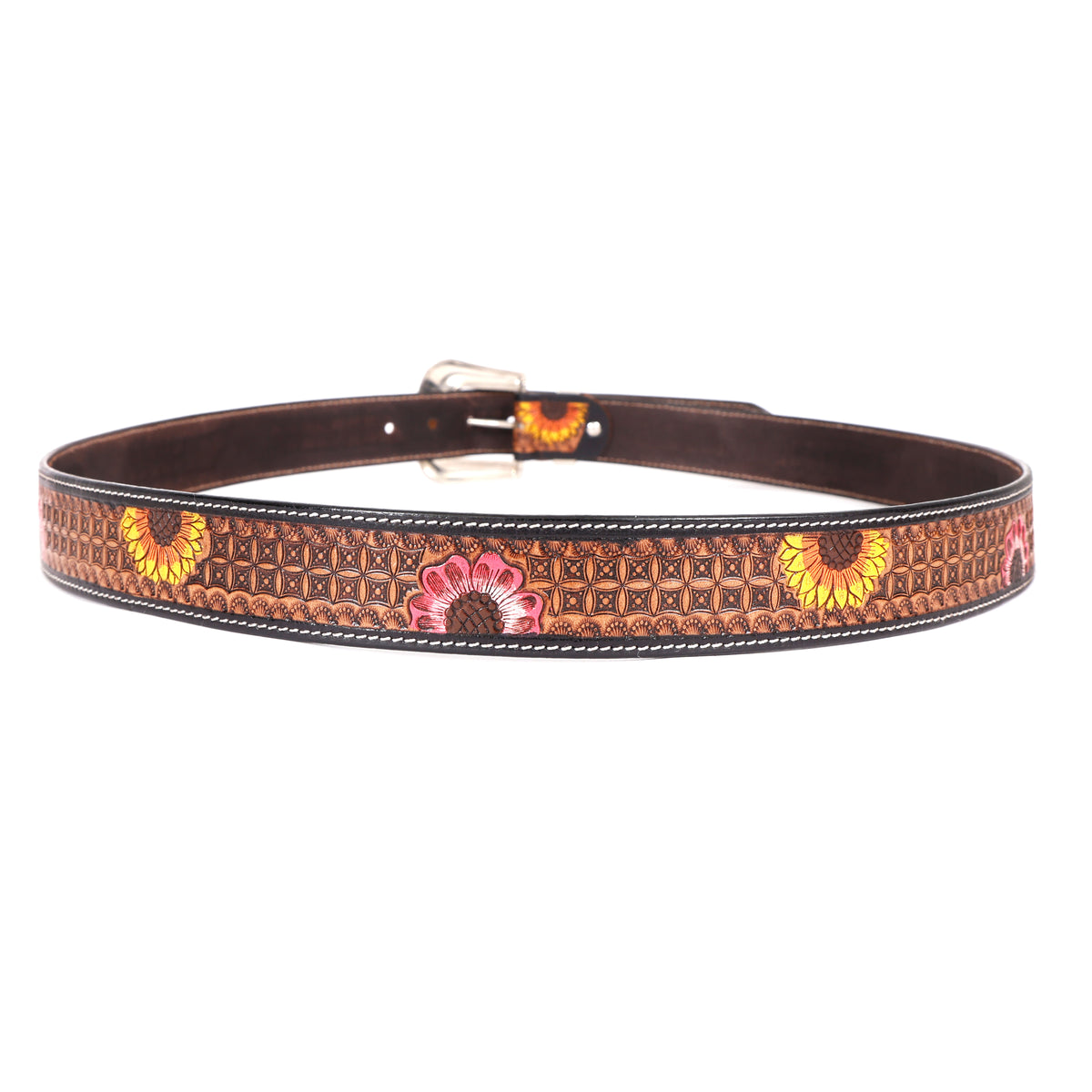 Vintage Floral Western Leather Belt
