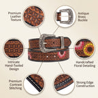 Vintage Floral Western Leather Belt